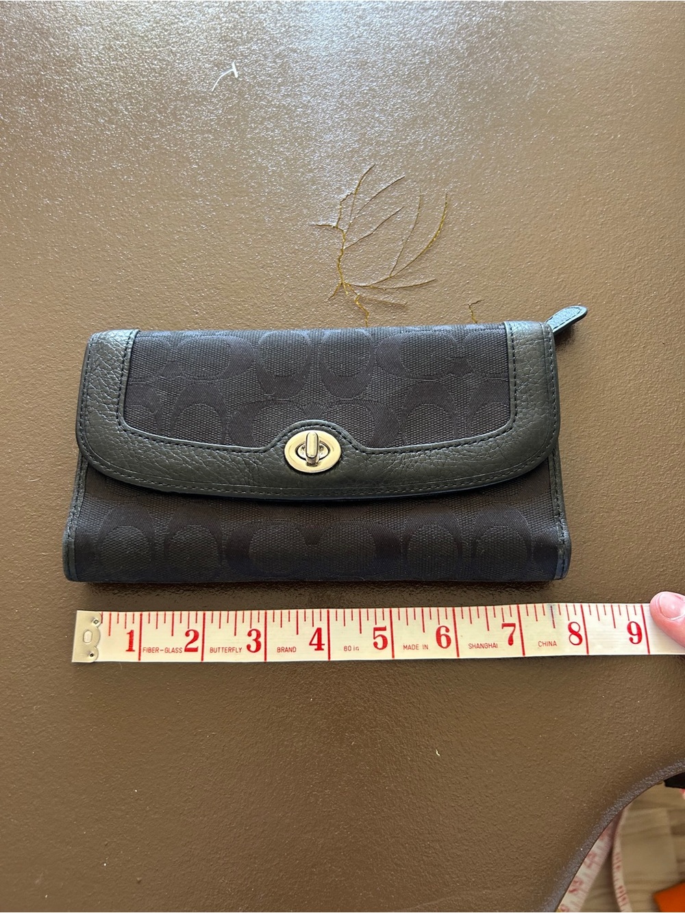 Coach Black Signature Canvas Wallet with Silver Turnlock - Picture 6 of 6